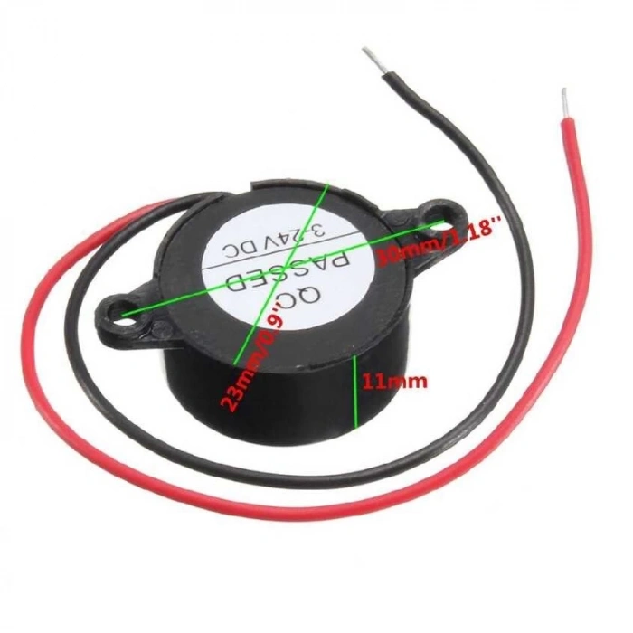 Devreli Buzzer 3-24V 22.6mm Kulaklı - Siyah