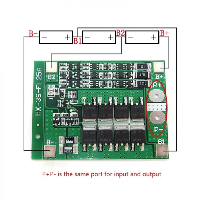 3S 25A 11,1V Bms Koruma Kartı Lityum Batarya 18650 Li-İon Lipo