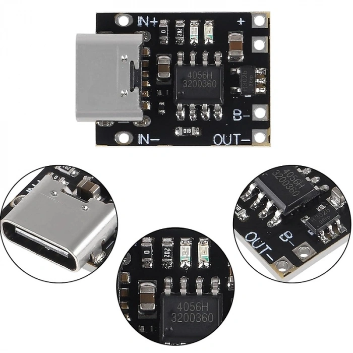 TP4056 3.7V Type-C Mini Tam Korumalı Pil Şarj Modülü