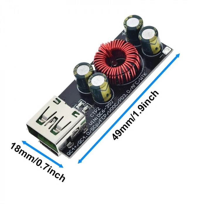 Type-C USB QC4.0 QC3.0 6V-35V Şarj Adaptörü Modülü