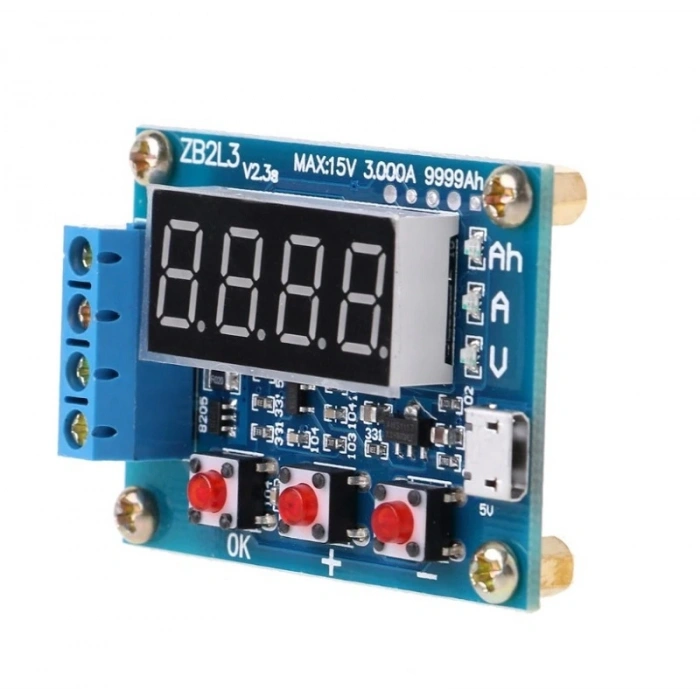 Akü Pil Kapasite Test Cihazı - 18650 Lion Batarya Deşarj ZB2L3