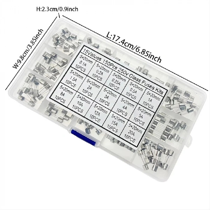 Cam Sigorta Seti 5x20 mm 150 Adet 250V - Kutulu