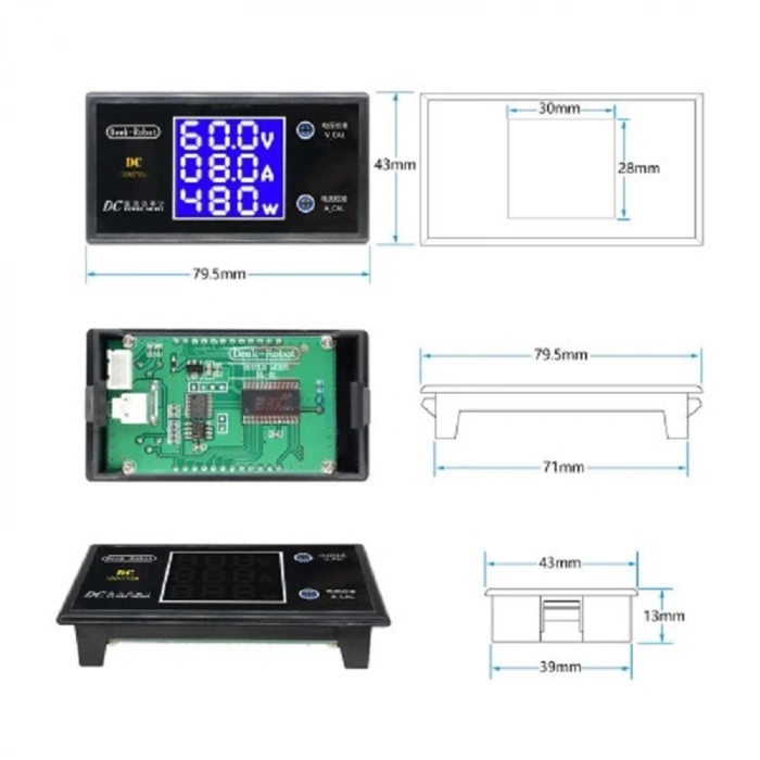 DC 0-100V 10A Digital Voltmetre Ampermetre Wattmetre