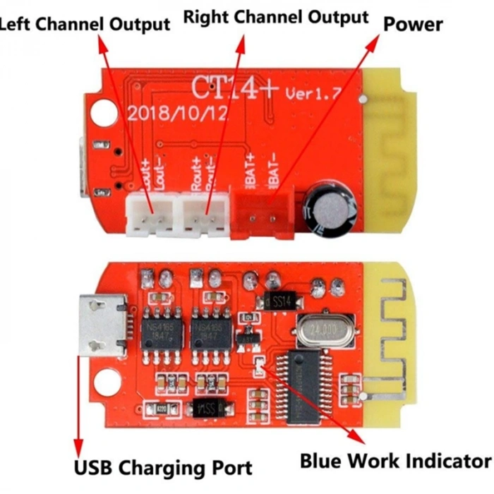 DW-CT14+ Şarj Edilebilir Bluetooth Amfi Devresi 2x5W