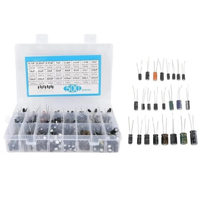 Elektrolitik Kondansatör Seti Kutuplu 500 Adet - Kutulu
