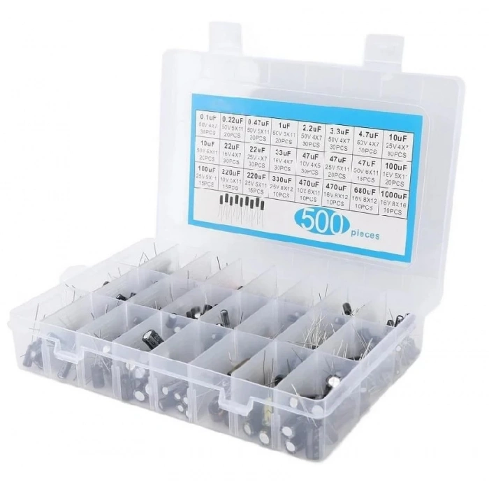 Elektrolitik Kondansatör Seti Kutuplu 500 Adet - Kutulu