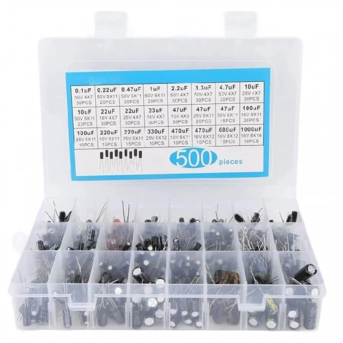 Elektrolitik Kondansatör Seti Kutuplu 500 Adet - Kutulu