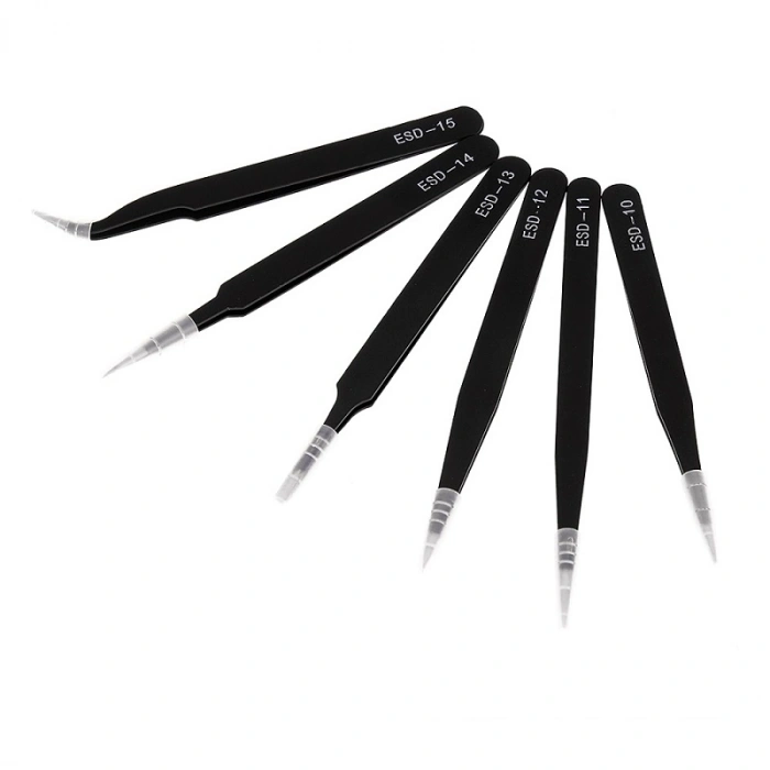 Hassas Elektronik Cımbız Seti 6 Çeşit Antistatik Çelik Tweezer Set