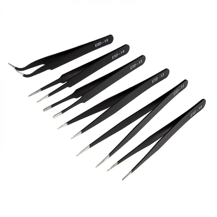 Hassas Elektronik Cımbız Seti 6 Çeşit Antistatik Çelik Tweezer Set