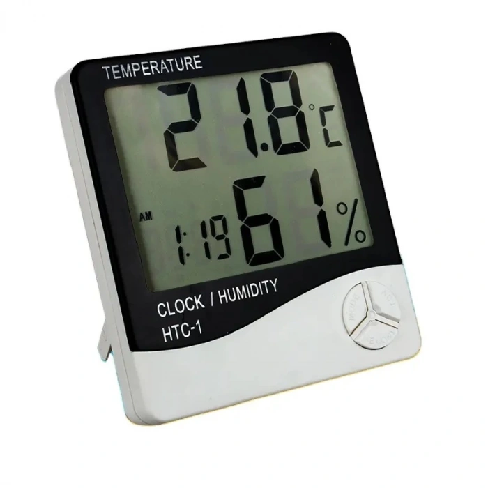 HTC-1 Dijital Termometre Saat Nem Ve Sıcaklık Ölçer