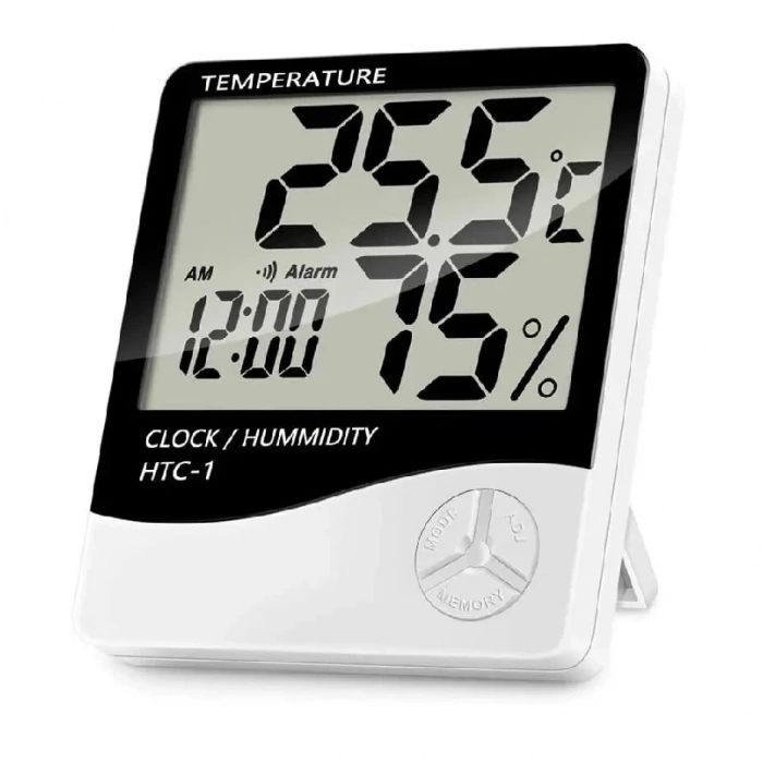 HTC-1 Dijital Termometre Saat Nem Ve Sıcaklık Ölçer