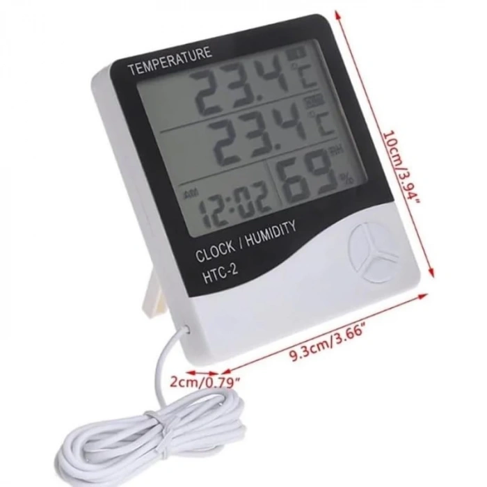 HTC-2 Dijital Termometre Saat Nem Ve Sıcaklık Ölçer