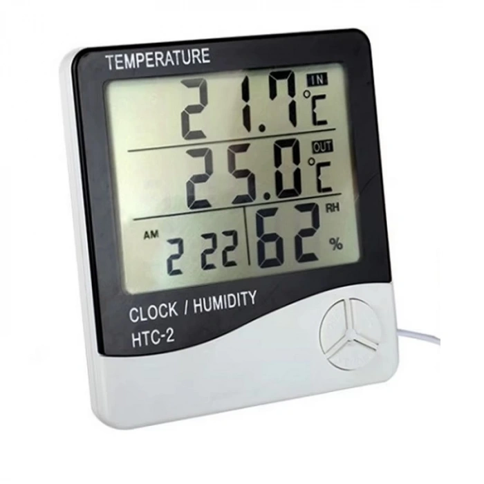 HTC-2 Dijital Termometre Saat Nem Ve Sıcaklık Ölçer