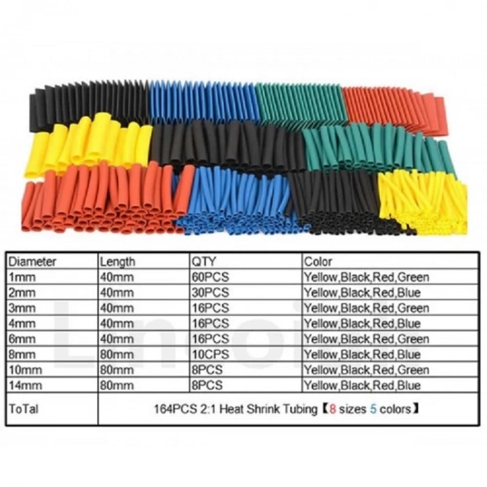 Isı Shrink Daralan Makaron Kablo Yalıtım Seti 164 Adet