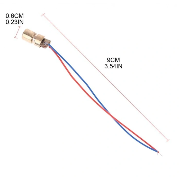 Kablolu Nokta Lazer Modül Metal Kafa 3V 5V 650nm Kırmızı