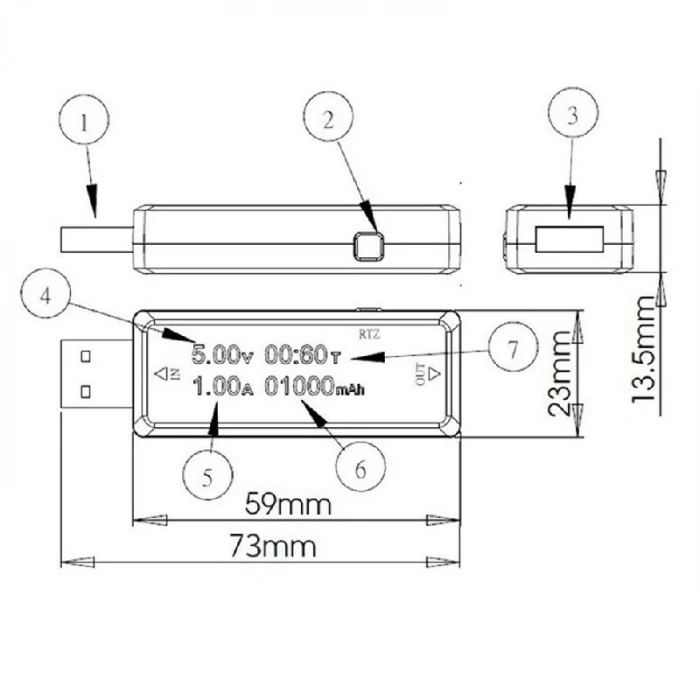 Keweisi Usb Voltmetre Ampermetre