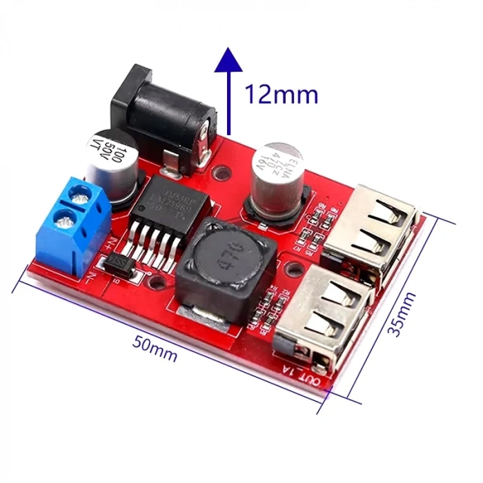 LM2596S Çift Usb Voltaj Düşürücü Modül 6-40V Giriş-5V 3A Çıkış