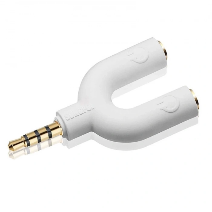 Mikrofon Kulaklık Birleştirici Aparat Adaptör - Beyaz
