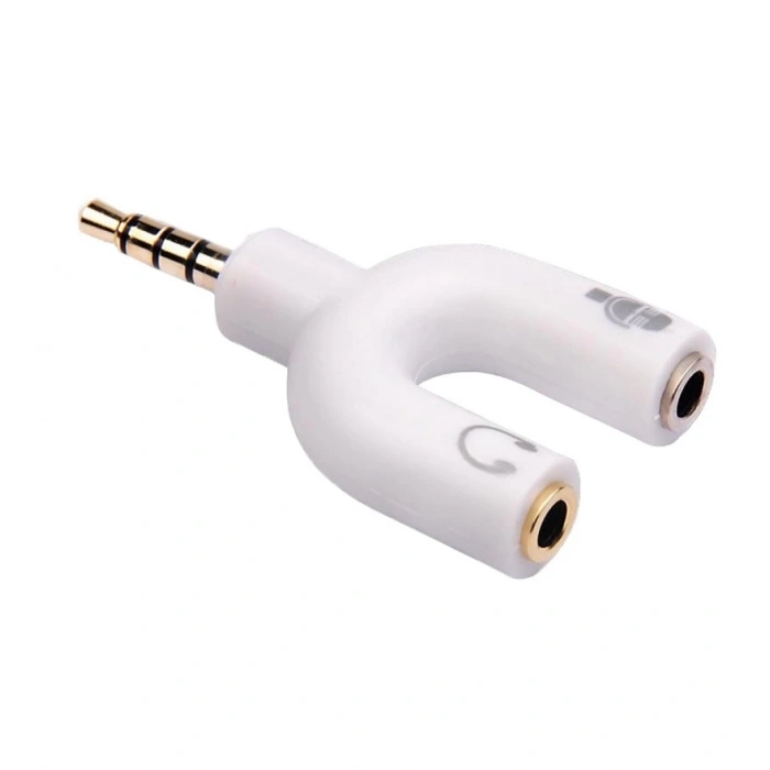 Mikrofon Kulaklık Birleştirici Aparat Adaptör - Beyaz