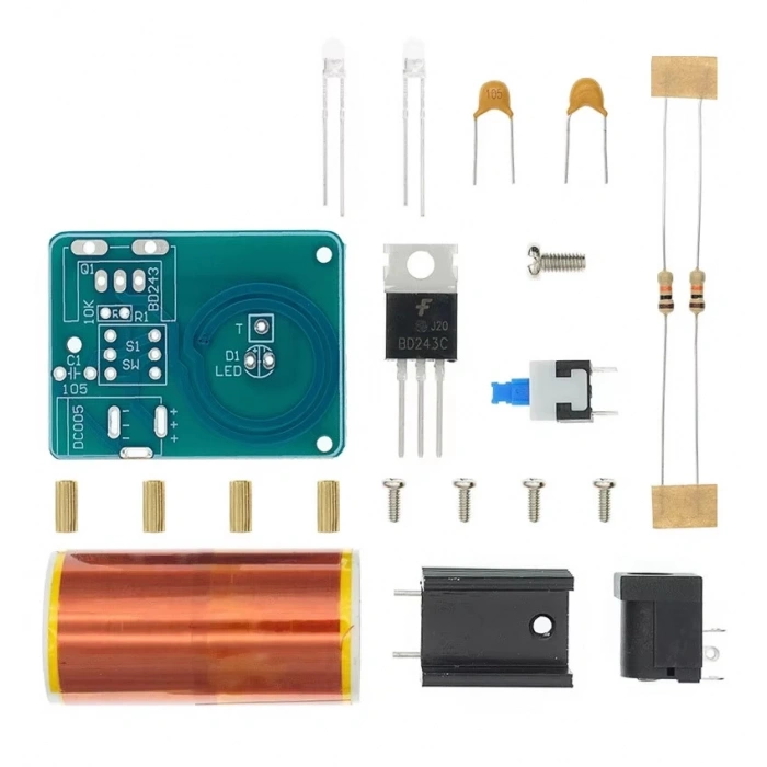 Mini Tesla Bobin Kit Demonte Modül Kablosuz Enerji İletimi BD243 DC 9 / 12V Temassız Elektrik