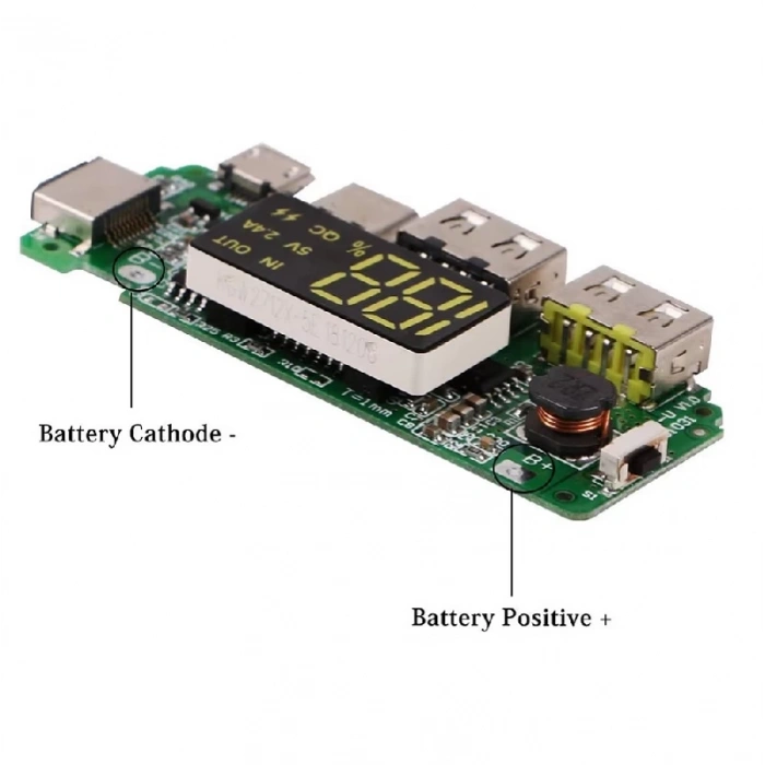 Powerbank Devresi Ekranlı 5V 2.4A Dual Usb Çıkış