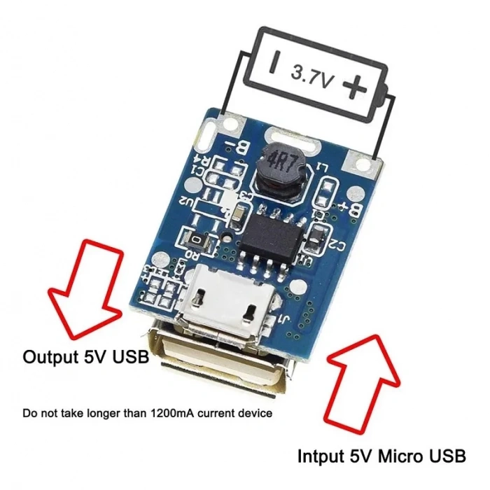 Powerbank Devresi - Lityum Pil Şarj - 5V 1A USB Boost Modül Lion