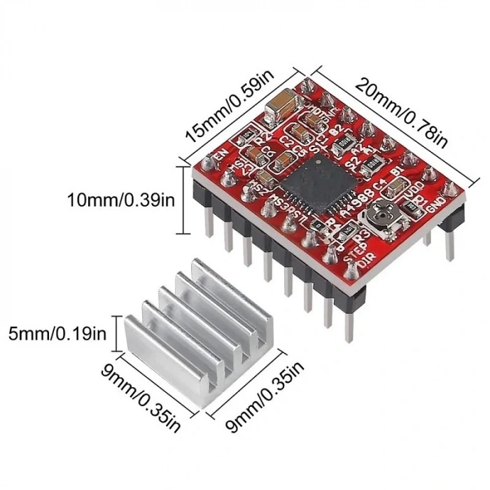 Step Motor Sürücü Kartı A4988 Soğutuculu