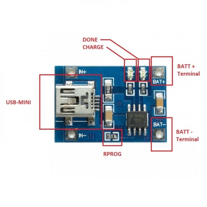 TP4056 Pil Şarj Modülü Mini USB Arduino Raspberry PIC
