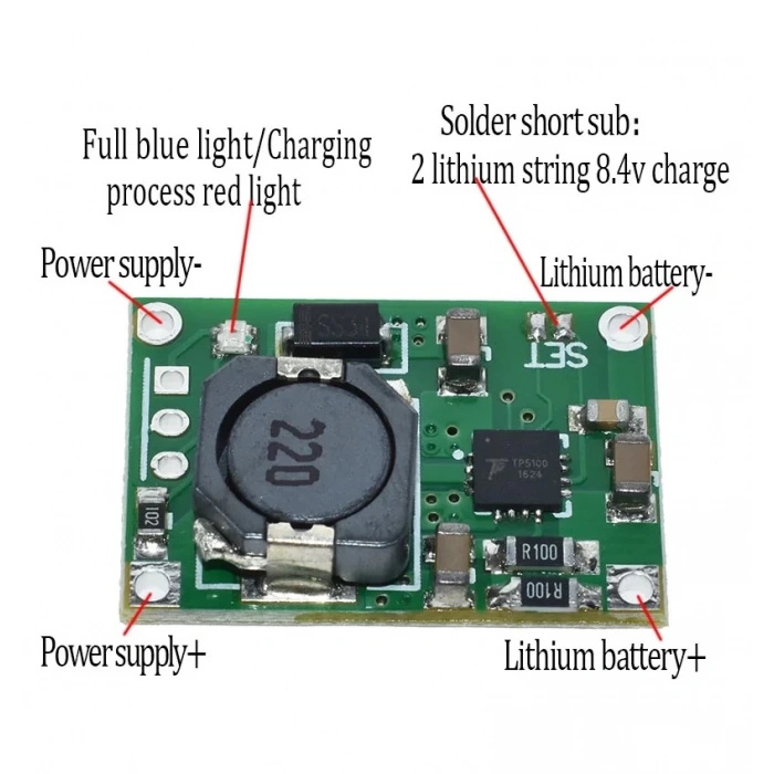 TP5100 3.7V Lityum Batarya Şarj Modülü 18650 1S 2 S4.2V 2A 8.4V