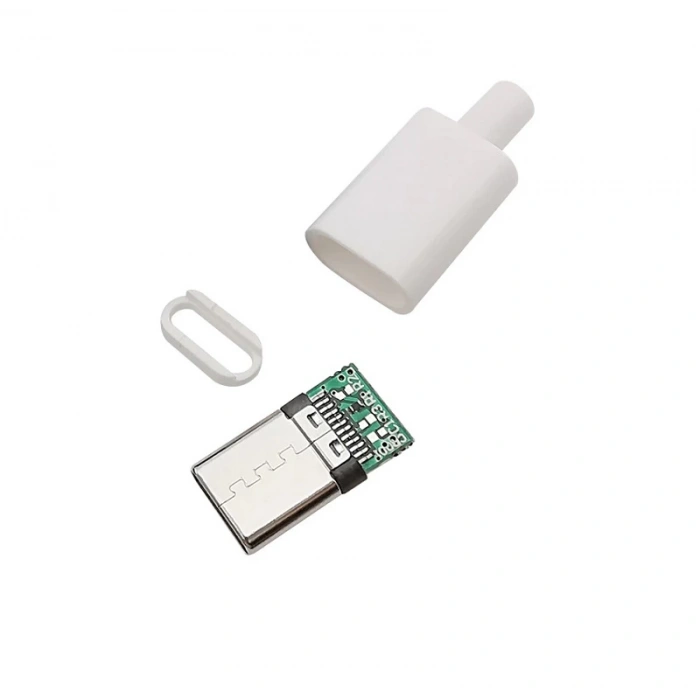 Type-c Usb 3.1 Şarj Soketi 24 Pin Erkek Fiş - Beyaz