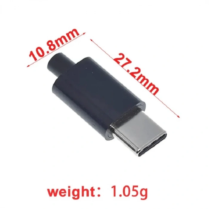 Type-c Usb 3.1 Şarj Soketi 24 Pin Erkek Fiş - Siyah