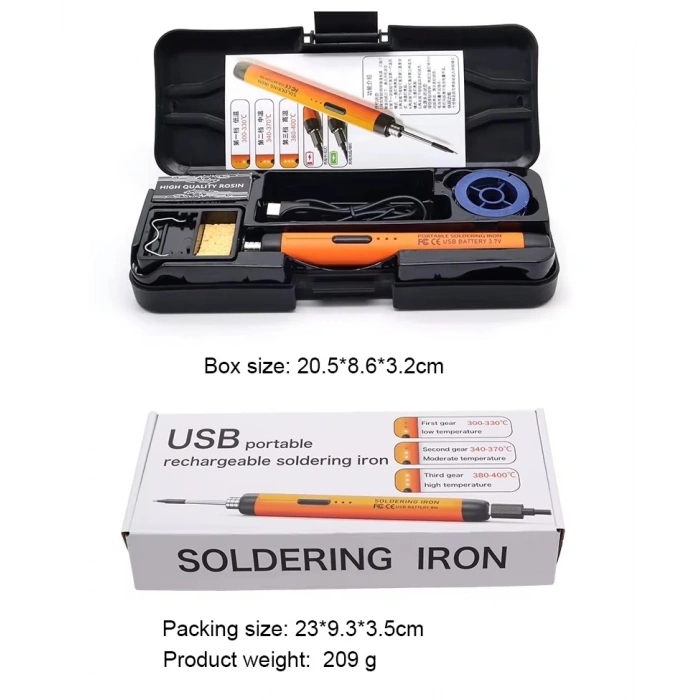 USB 5V 8W Sıcaklık Ayarlı USB Kalem Havya Seti