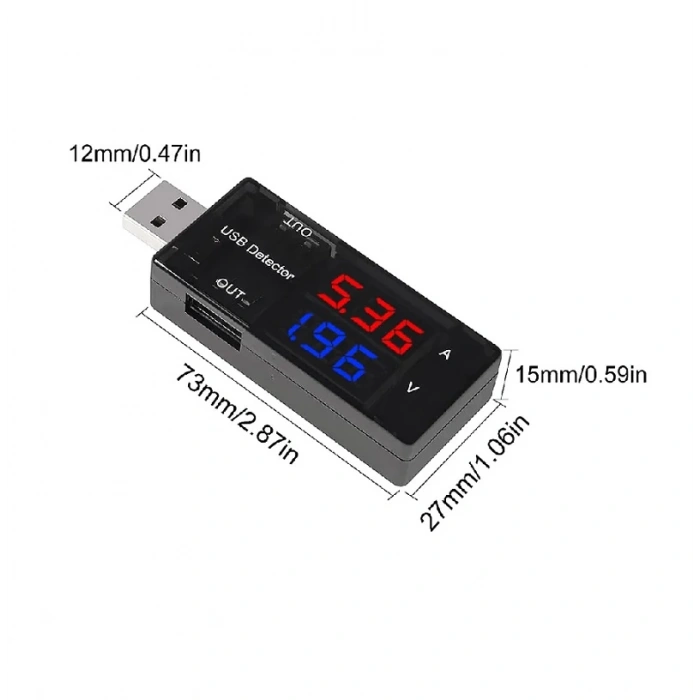 USB Akım Ölçer Çift USB Çıkışlı Voltmetre Ampermetre Ölçüm Aleti
