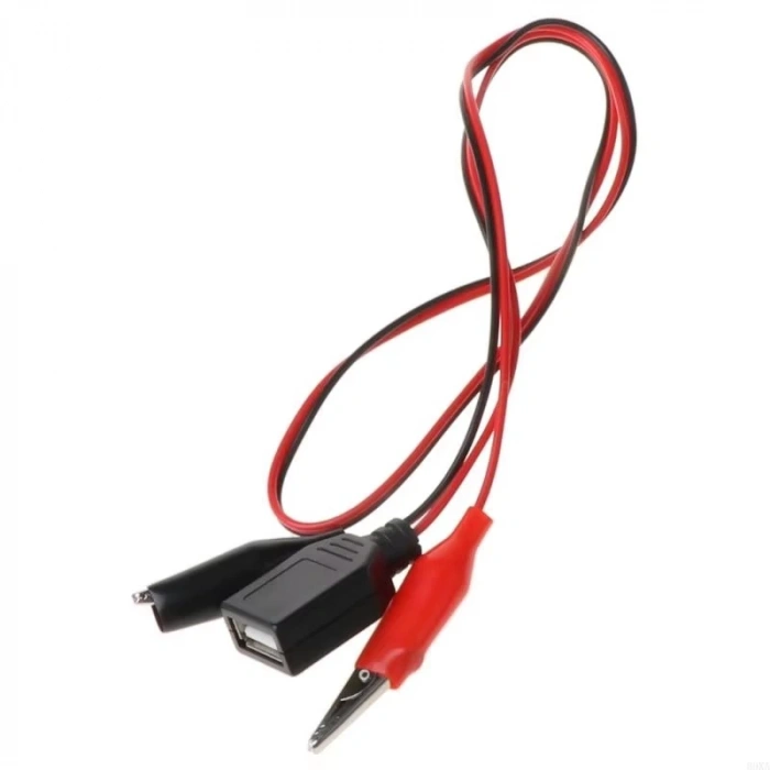 Usb Dişi Krokodil Çevirici Kablo - 5V Kaynak Test Kablosu 60Cm Max 2A