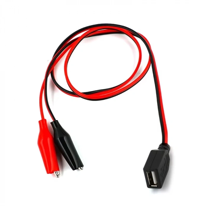 Usb Dişi Krokodil Çevirici Kablo - 5V Kaynak Test Kablosu 60Cm Max 2A