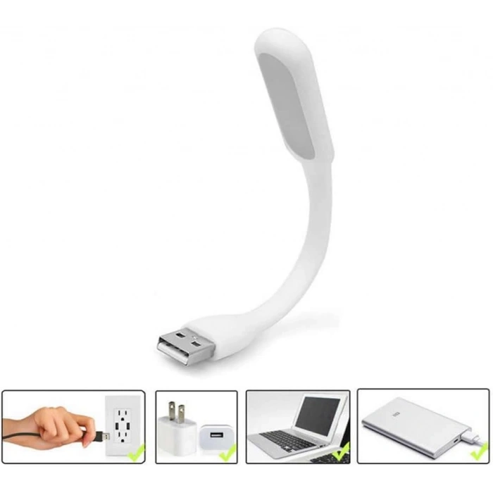 Usb Led Lamba Beyaz Renk Işık Portatif Taşınabilir Gece Lambası Masa Aydınlatma Kamp Pc