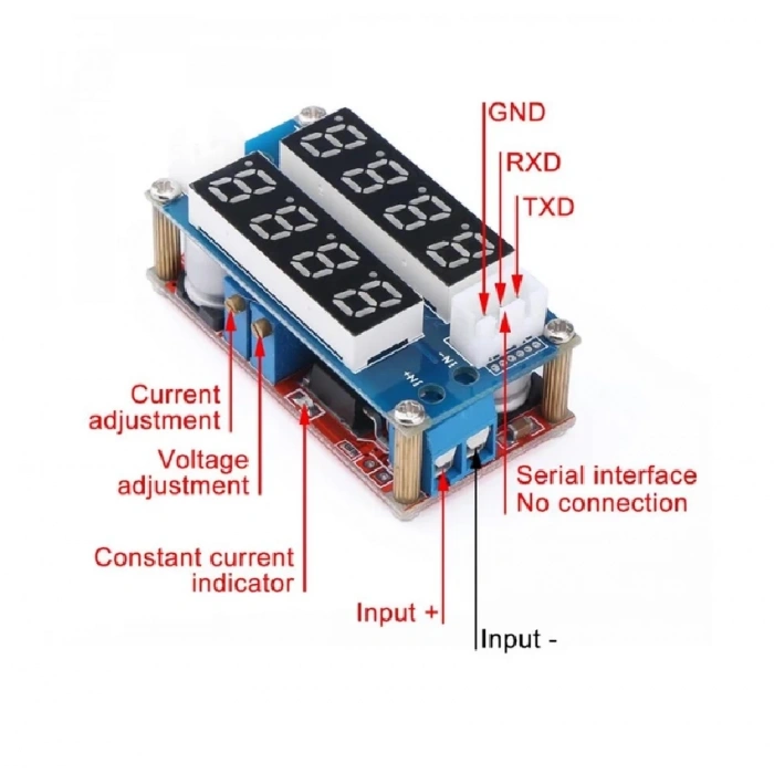 XL4015 Ayarlanabilir Voltaj ve Akım Kontröllü Güç Kaynağı Voltmetre Ampermetre Göstergeli Step-Down