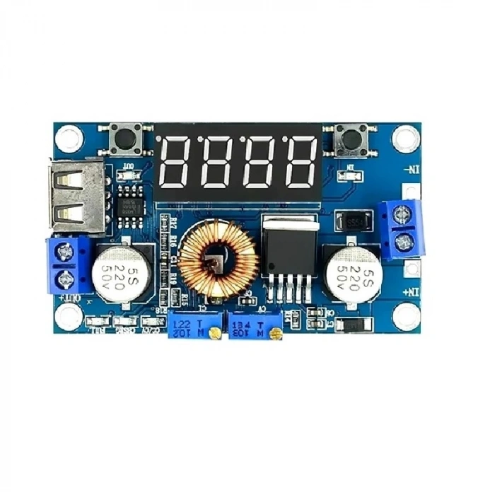 XL4015 Voltmetreli 5A Voltaj Düşürücü Modül - Usb Çıkışlı