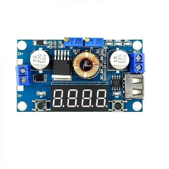 XL4015 Voltmetreli 5A Voltaj Düşürücü Modül - Usb Çıkışlı