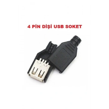 4 Pin Dişi Usb Soket - Plastik Kapaklı Usb Bağlantı