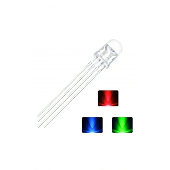 4 Ayaklı Kırmızı Yeşil Mavi 5mm Katot Diyot Üç Renk Led - 5 Adet
