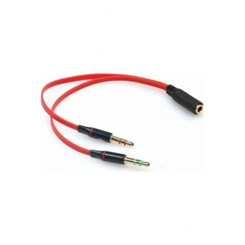 Mikrofon Kulaklık Çoklayıcı Kablo 1 Dişi 2 Erkek Y Splitter Çevirici Dönüştürücü