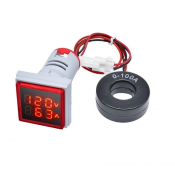 Ac 20-500v 100a Kare Dijital Voltmetre Ampermetre 220v Kırmızı Panel Montaj Led Gösterge Ekran Akım