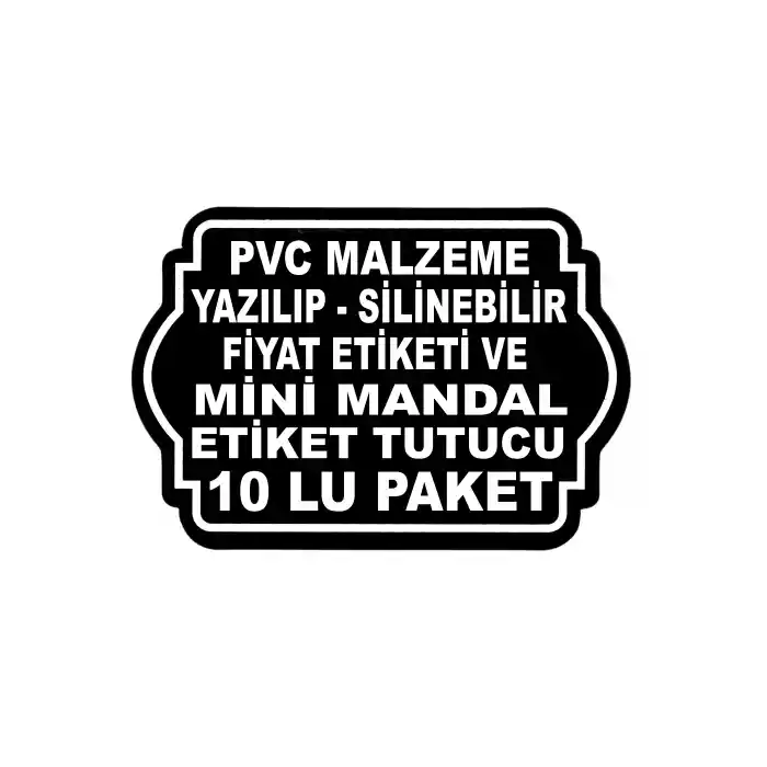 MT Yaz/Sil Siyah PVC Fiyat Etiketi ve Mini Mandal Etiket Tutucu 10 lu Set