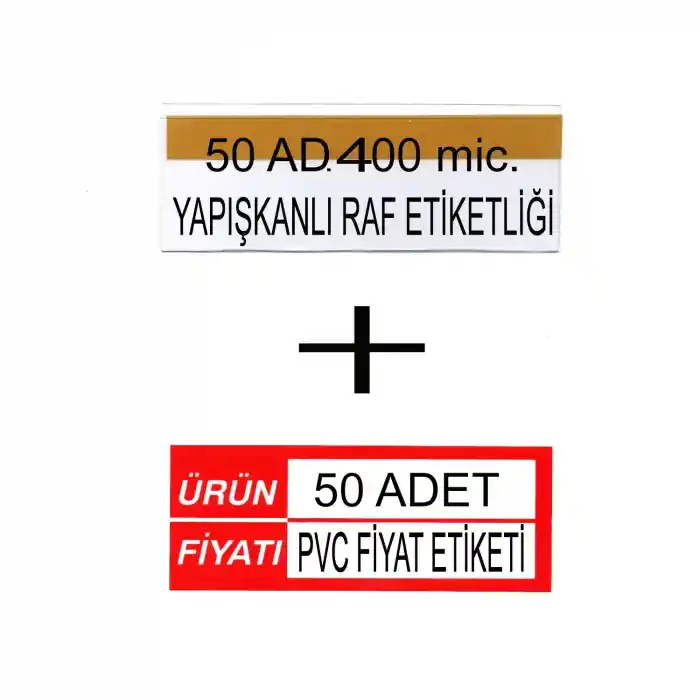 Pvc Arkası Yapışkanlı Raf Önü Fiyat Etiketliği + Silinebilir Raf Etiketi 50+50 Ad.Set