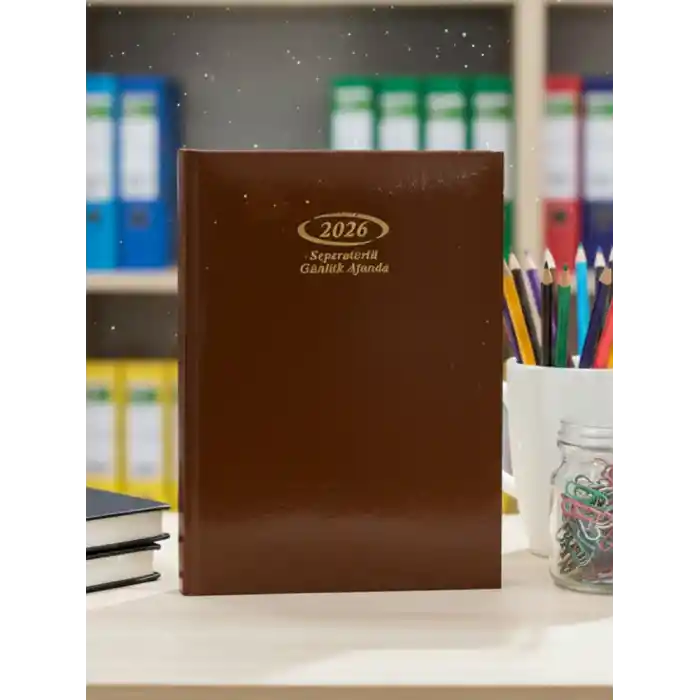 2027 Seperatörlü Ajanda Günlük Suni Deri 17x24 cm KOYU KAHVERENGİ Renk