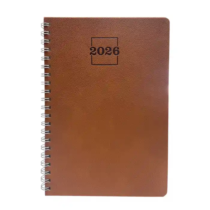 2027 Spiralli 20x28 Haftalık Çizgili Ajanda Thermo Deri TABA Renk