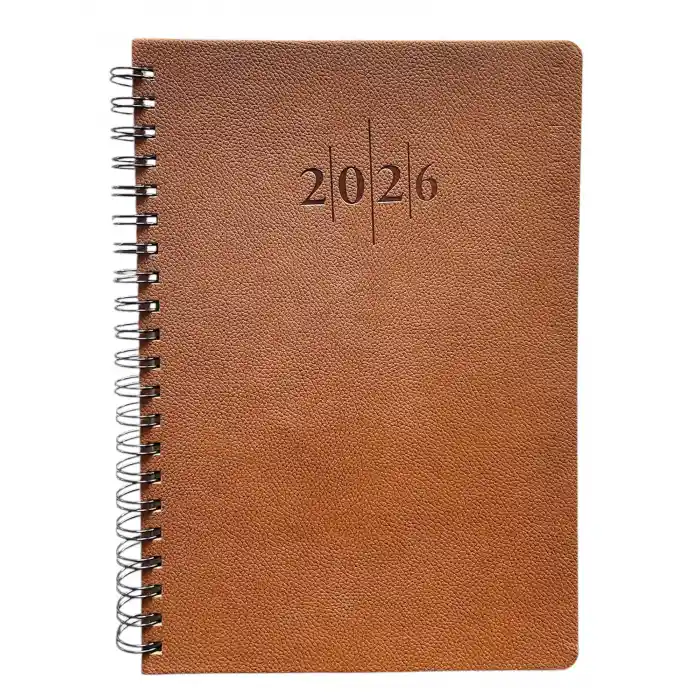 2027 Spiralli 20x28 Günlük Çizgili Ajanda Thermo Deri TABA Renk