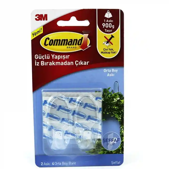 3m 17091 Command Orta Boy Askı Şeffaf