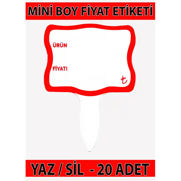 PVC Yaz-Sil Tatlıcı Baharat Kuruyemişci Fiyat Etiketi 20 li Pk